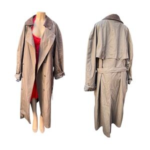 Vintage Beige Green Belted Classic Trench Coat Size 3X